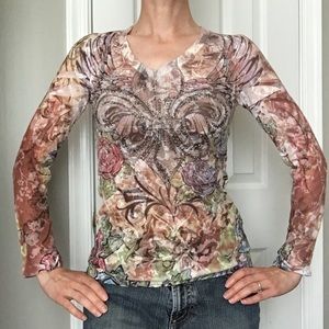 American Age Studded Fleur-de-Lis Long-Sleeve Shirt